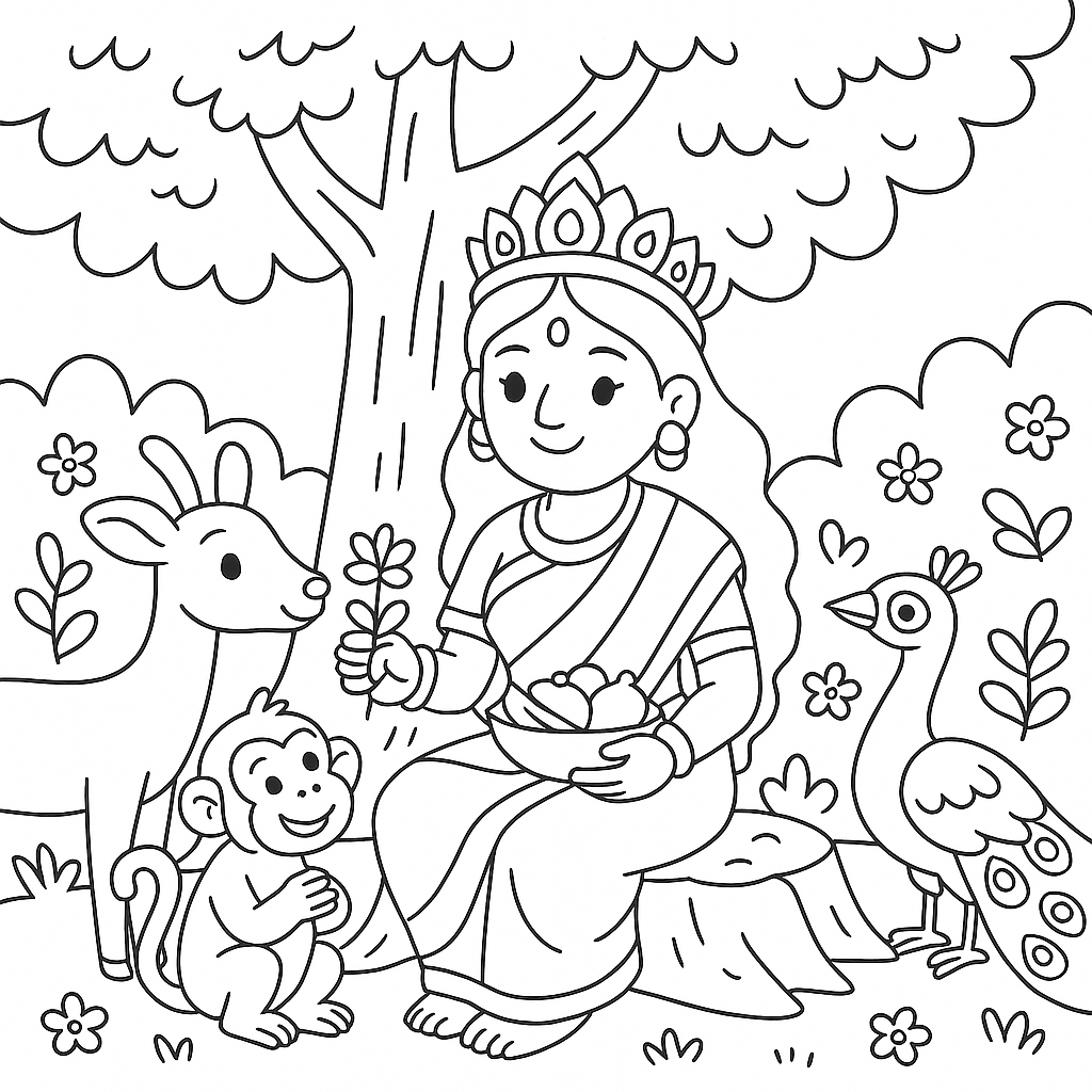 Ma Durga’s Brave Adventures: A Coloring Book for Little Hands