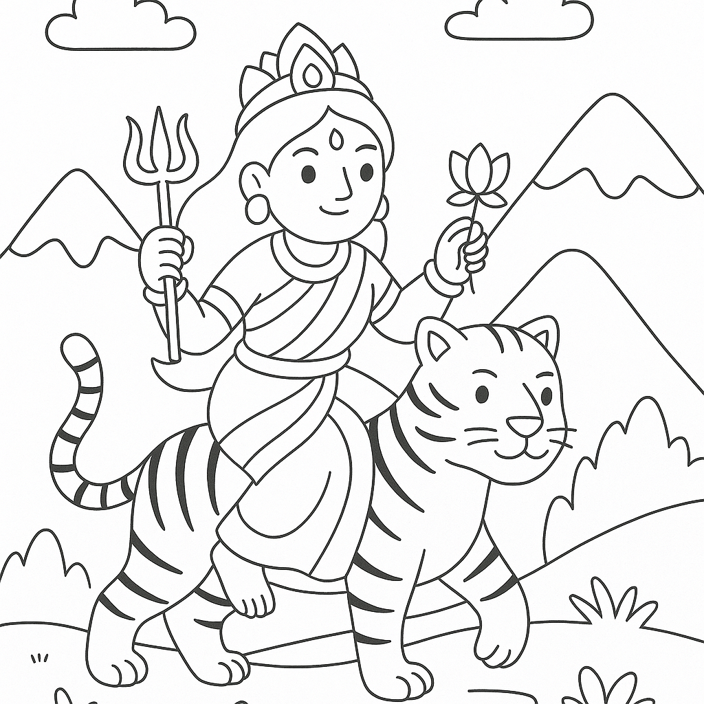 Ma Durga’s Brave Adventures: A Coloring Book for Little Hands